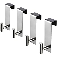KEGII Gancho de Puerta de Acero Inoxidable - Perchero Puerta Baño y Cocina- Colgador Puerta 4 Piezas
